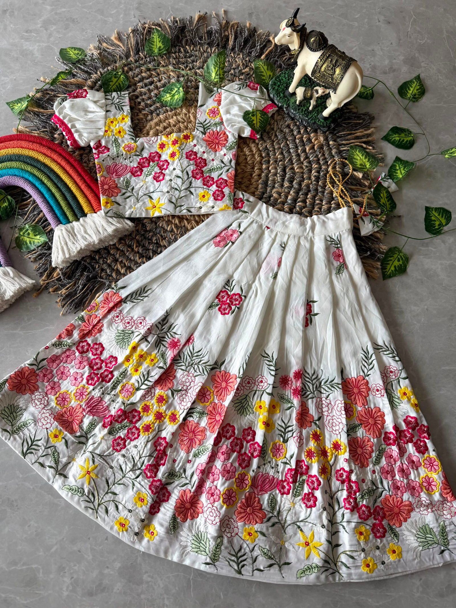 White Space Silk Lehenga