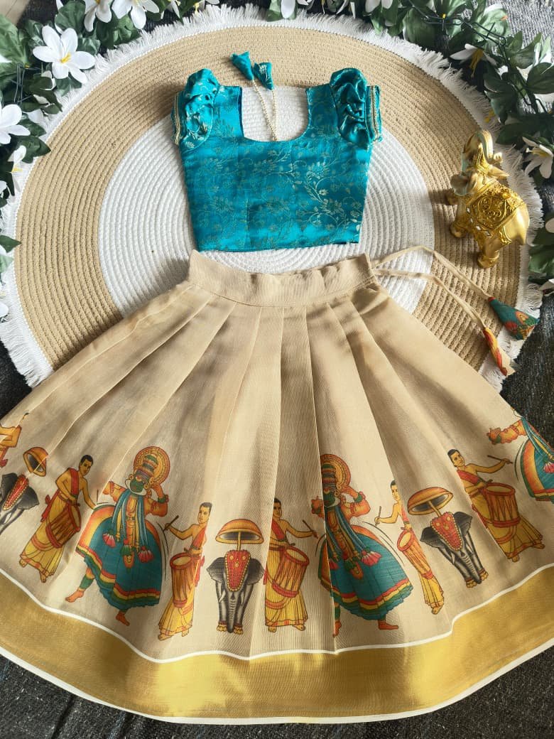 Onam Special Traditional Girls’ Lehenga Set - Image 8