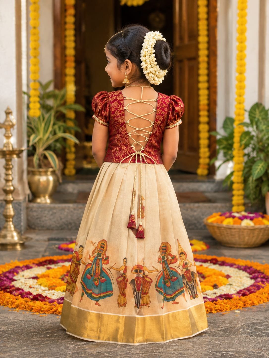 Onam Special Traditional Girls’ Lehenga Set - Image 5