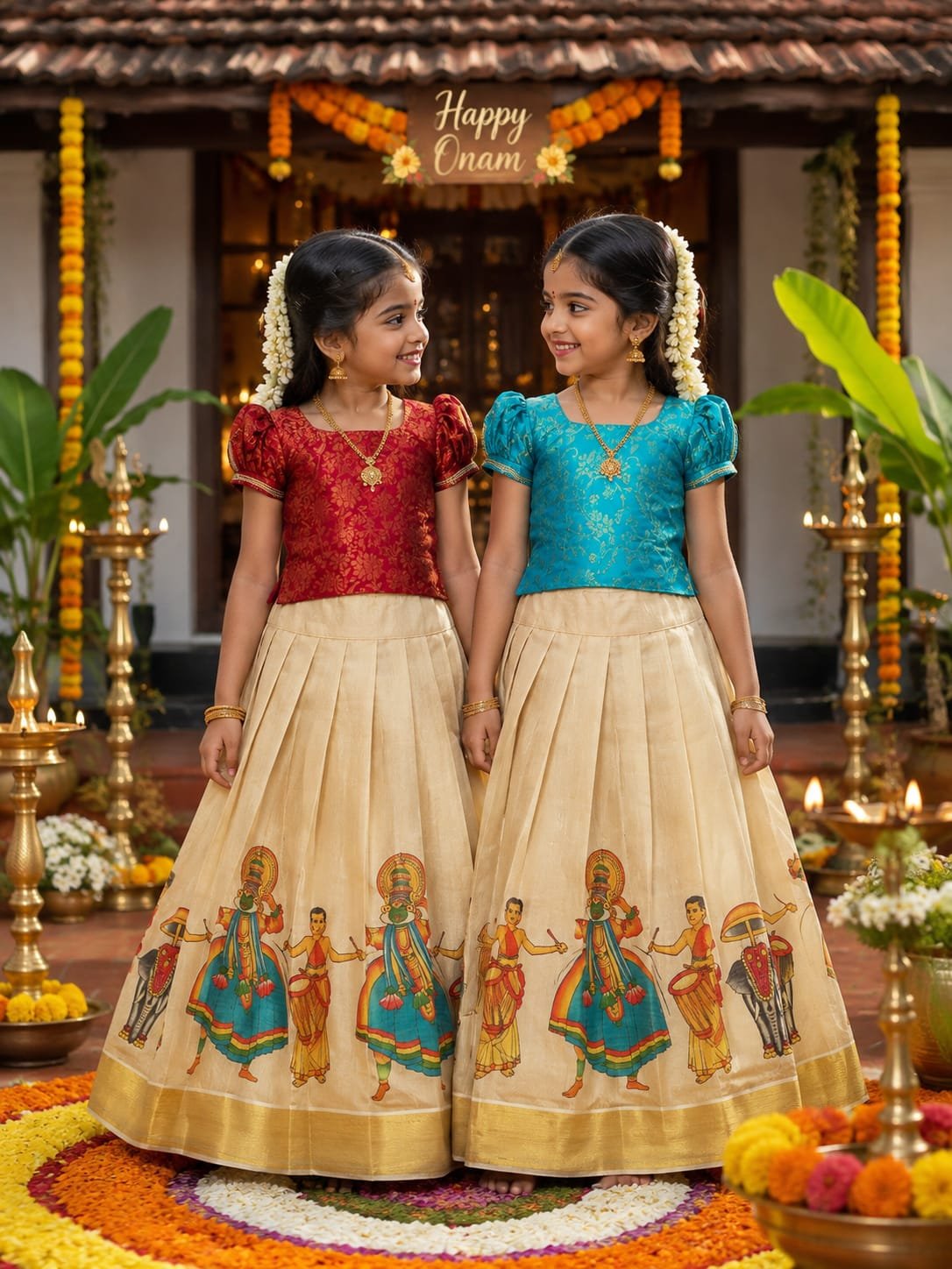 Onam Special Traditional Girls’ Lehenga Set