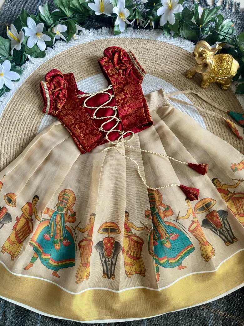 Onam Special Traditional Girls’ Lehenga Set - Image 3