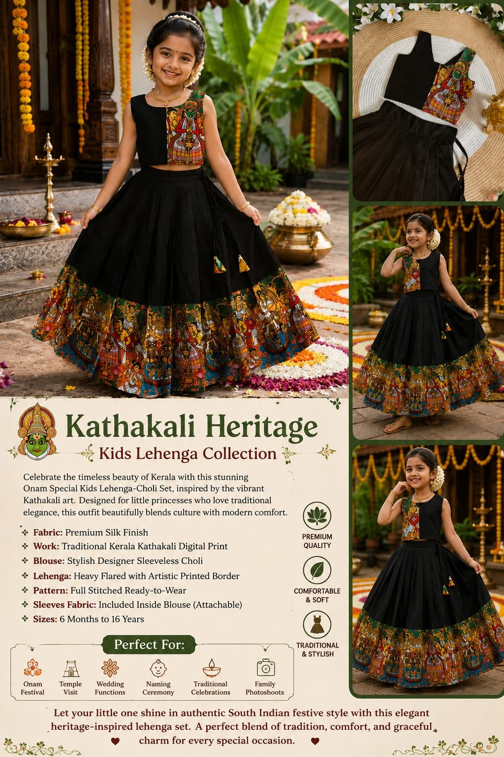 Kathakali Heritage Kids Lehenga Collection